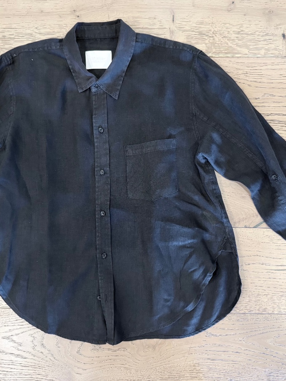 CITIZENS OF HUMANITY; SIZE: MED BLACK  LONG SLEEVE BUTTON DOWN 100% LINEN SHIRT